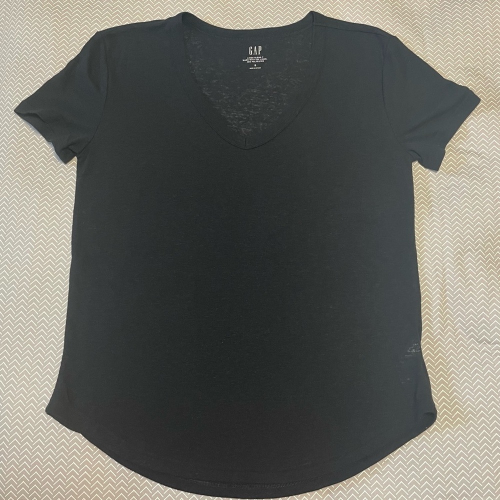 GAP Black Linen Blend Short Sleeve Tee